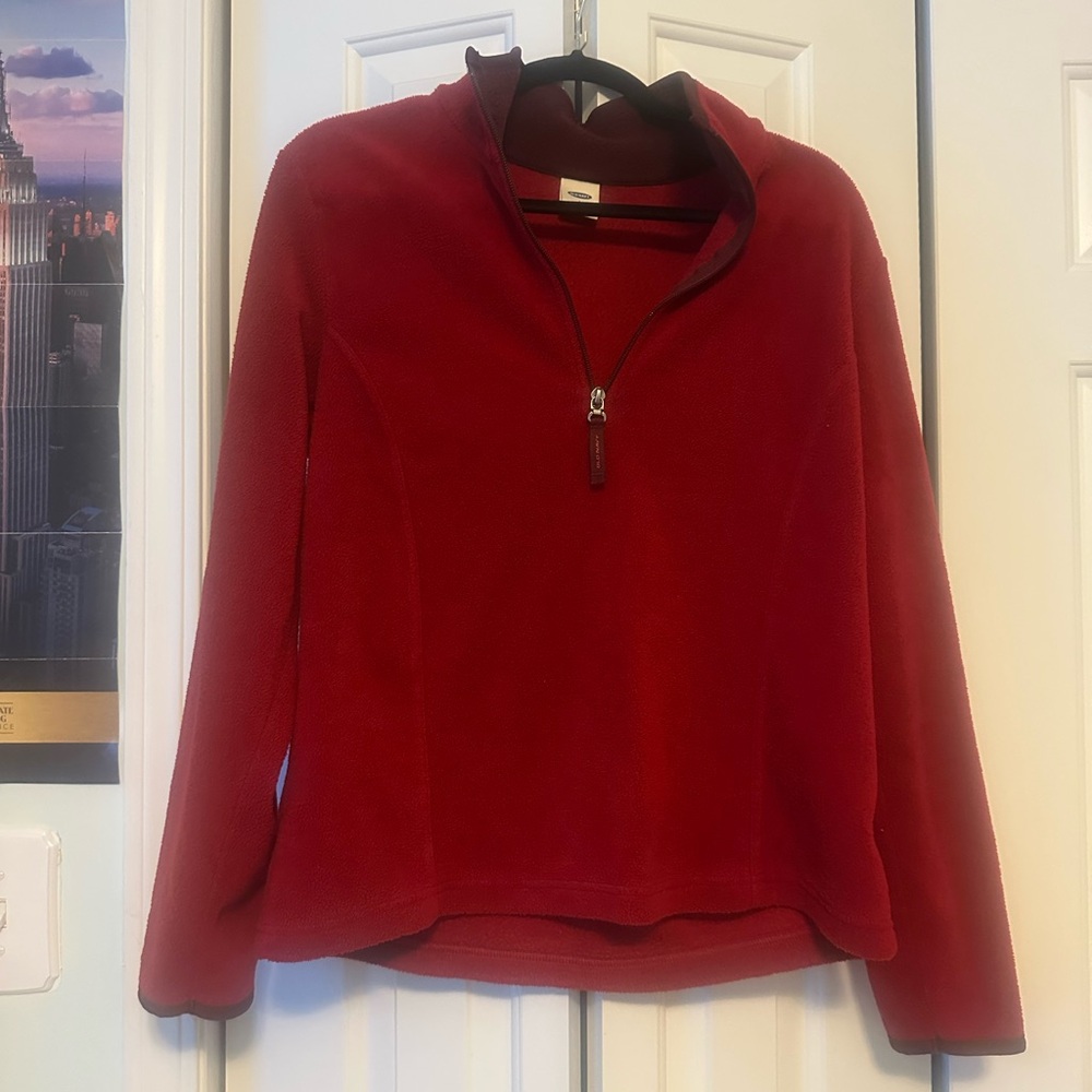 Cozy Red Quarter-Zip Fleece Pullover